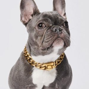 SparkPaws Gold Cuban Link Dog Collar 21.7"